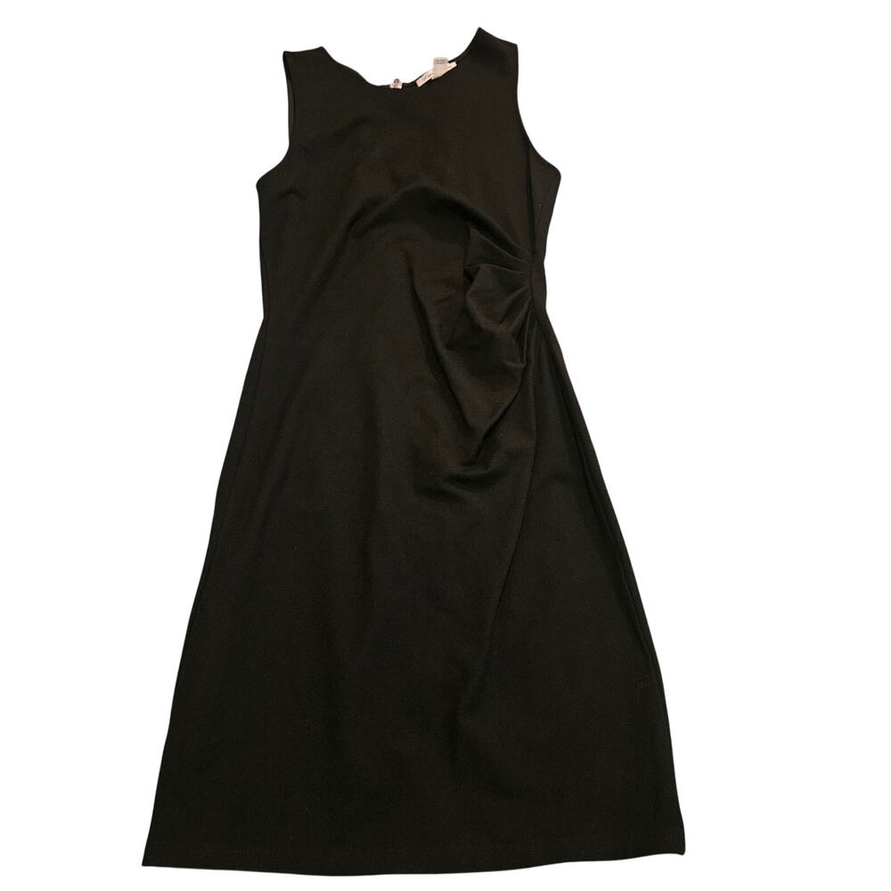 Kenneth Cole New York Size 12 Black Sheath Dress Ruched Exposed Back Zip